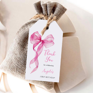 Pink Bow Girls 1. Geburtstag Vielen Dank Geschenkanhänger