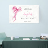 Pink Bow Girls 1. Geburtstag Willkommen Banner (Messeveranstaltung)