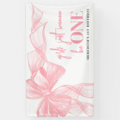 Pink Bow Girls 1st Birthday Banner (Vertikal)