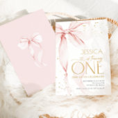 Pink Bow Girls 1st Birthday  Einladung