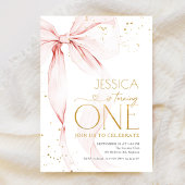 Pink Bow Girls 1st Birthday  Einladung