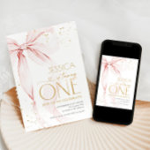 Pink Bow Girls 1st Birthday  Einladung