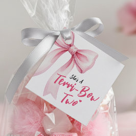 Pink Bow Girls 2nd Birthday Party Terrible Two Geschenkanhänger