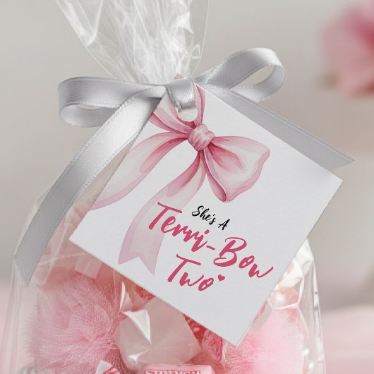 Pink Bow Girls 2nd Birthday Party Terrible Two Geschenkanhänger