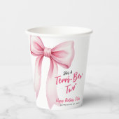 Pink Bow Girls 2nd Birthday Party Terrible Two Pappbecher (Vorderseite)