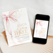 Pink Bow Girls 3rd Birthday  Einladung