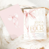 Pink Bow Girls 4th Birthday  Einladung