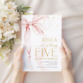 Pink Bow Girls 5th Birthday  Einladung