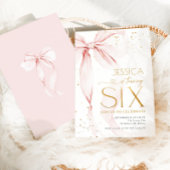 Pink Bow Girls 6th Birthday  Einladung