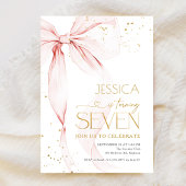 Pink Bow Girls 7th Birthday  Einladung
