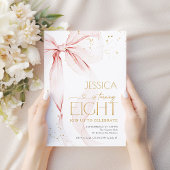 Pink Bow Girls 8th Birthday  Einladung
