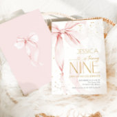 Pink Bow Girls 9th Birthday  Einladung