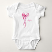 Pink Bow Girls Baby Strampler (Vorderseite)