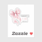 Pink Bow Girls Birthday Aufkleber (Blatt)