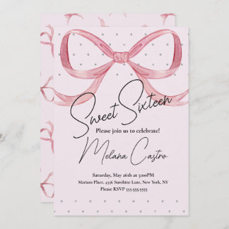 Pink Bow Girls Coquette Sweet 16 Geburtstag Einladung