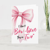 Pink Bow Girls Happy 2nd Birthday Terrible Two Karte (Vorderseite)