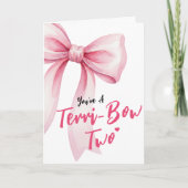 Pink Bow Girls Happy 2nd Birthday Terrible Two Karte (Vorderseite)