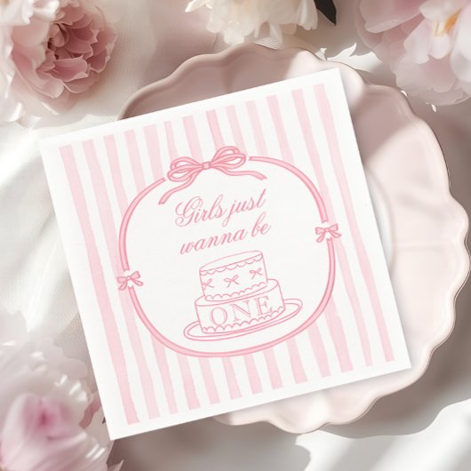 Pink Bow Girls Just Wanna be One Serviette