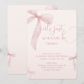 Pink Bow Girls Just Wanna be Twenty Birthday Einladung (Vorne/Hinten)