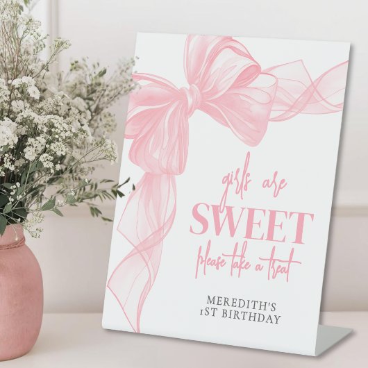 Pink Bow Girls Sweets Bar Schild