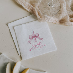 Pink Bow Girls wollen nur ein 1. Geburtstag sein Serviette