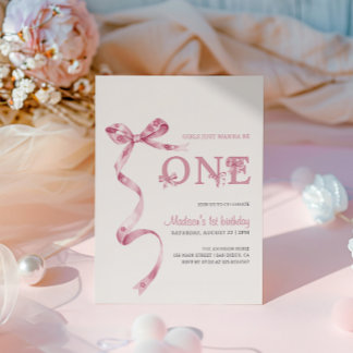 Pink Bow Girls wollen nur ein Geburtstagskind sein Einladung