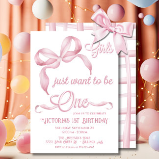 Pink Bow Girls wollte einfach nur ein Geburtstag z Einladung