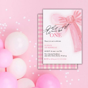 Pink Bow Girls Wollte nur, ein 1. Geburtstag zu se Feiertagskarte