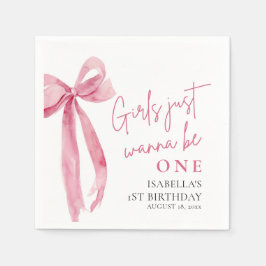 Pink Bow Girls Wollte nur, ein 1. Geburtstag zu se Serviette