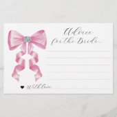 Pink Bow Glam Brautparty Advisor Cards (Vorderseite)