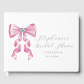 Pink Bow Glam Coquette Brautparty Gästebuch (Vorderseite)