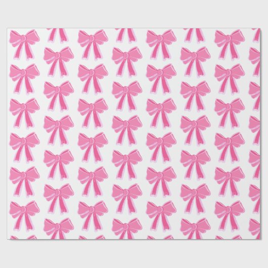 Pink Bow Glitzer Wrapping Paper Geschenkpapier (Flach)