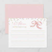 Pink Bow Gold Baby Showcard
