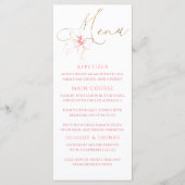 Pink Bow Gold Typography Elegant Party Menu Menükarte (Vorderseite)