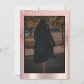 Pink Bow Grad Cap Rose Gold Glitter Graduation Einladung (Rückseite)