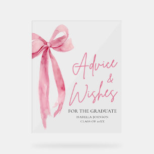 Pink Bow Grad Party Graduate Ratschläge und Wünsch Acrylschild