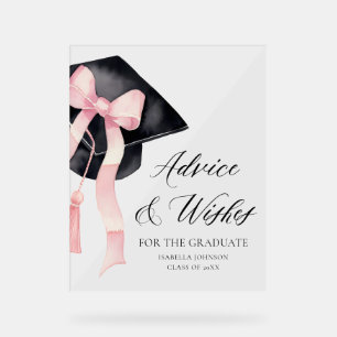 Pink Bow Grad Party Graduate Ratschläge und Wünsch Acrylschild