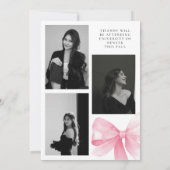 Pink Bow Graduation Ankündigung (Rückseite)