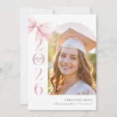 Pink Bow Graduation Announcement Ankündigung (Vorderseite)