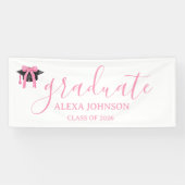 Pink Bow Graduation Cap Class Of 2026 Banner (Horizontal)