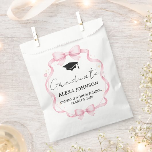 Pink Bow Graduation Cap Graduate Geschenktütchen (Ausgeschnitten)