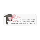 Pink Bow Graduation Cap Return Address Label (Vorne)