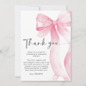 Pink Bow Graduation Dankeskarte (Vorderseite)