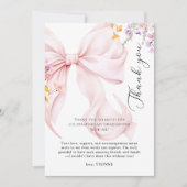 Pink Bow Graduation Dankeskarte (Vorderseite)