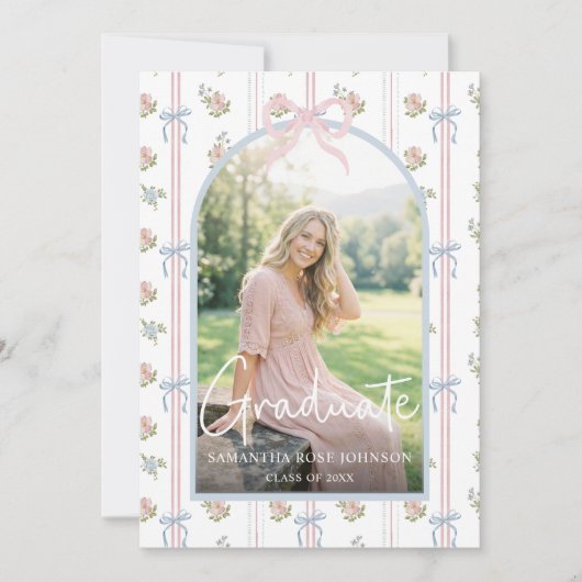 Pink Bow Graduation Einladung (Vorderseite)