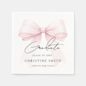 Pink Bow Graduation Paper Napkins Serviette (Vorderseite)