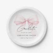 Pink Bow Graduation Paper Plates Pappteller (Vorderseite)