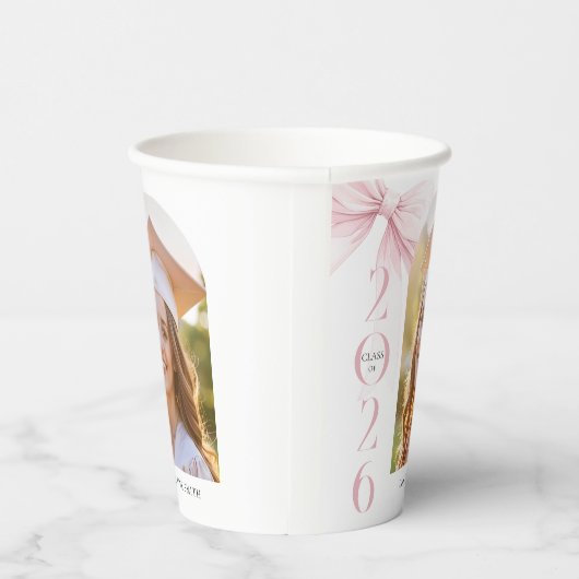 Pink Bow Graduation Pappbecher (Rechts)