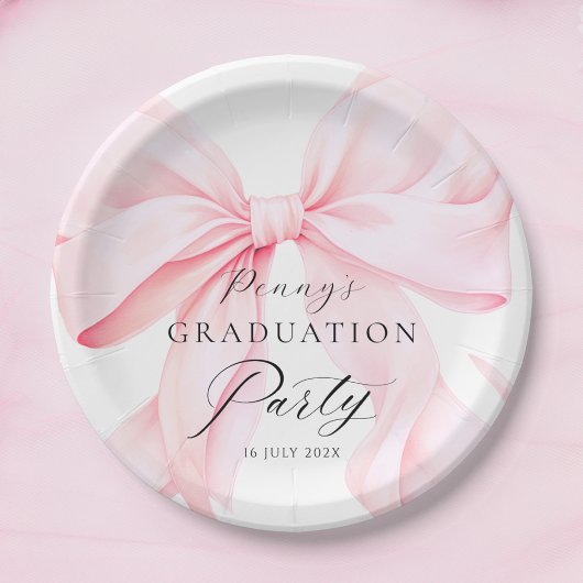 Pink Bow Graduation  Pappteller