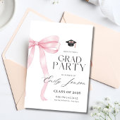 Pink Bow Graduation Party Coquette Modern Graduate Einladung